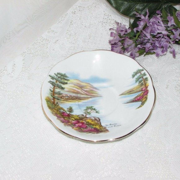 Vintage Queen Anne Bone China Saucer for Teacup YE BANKS & BRAES Cottagecore - Picture 4 of 6